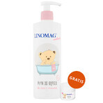 Linomag Emolients, lozione da bagno per neonati e bambini a partire da 7 mesi, 400 ml + crema protettiva, 15 ml in omaggio