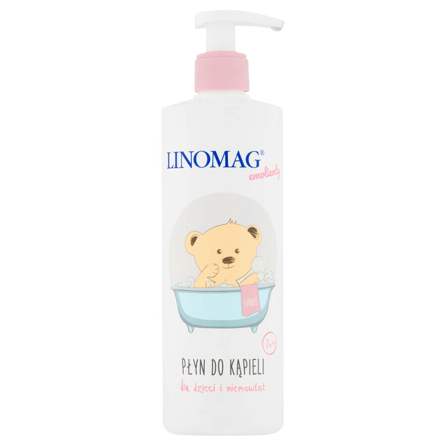 Linomag Emolients, lozione da bagno per neonati e bambini a partire da 7 mesi, 400 ml + crema protettiva, 15 ml in omaggio