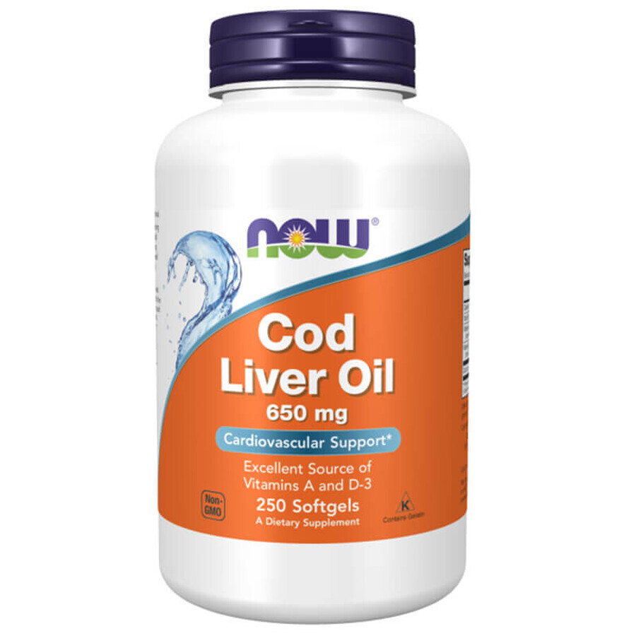 Now Foods Cod Liver Oil, huile de foie de morue, 250 capsules molles