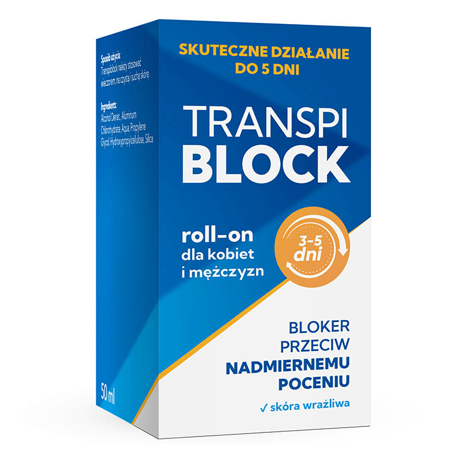 Transpiblock, anti-transpirant, roll-on, 50 ml