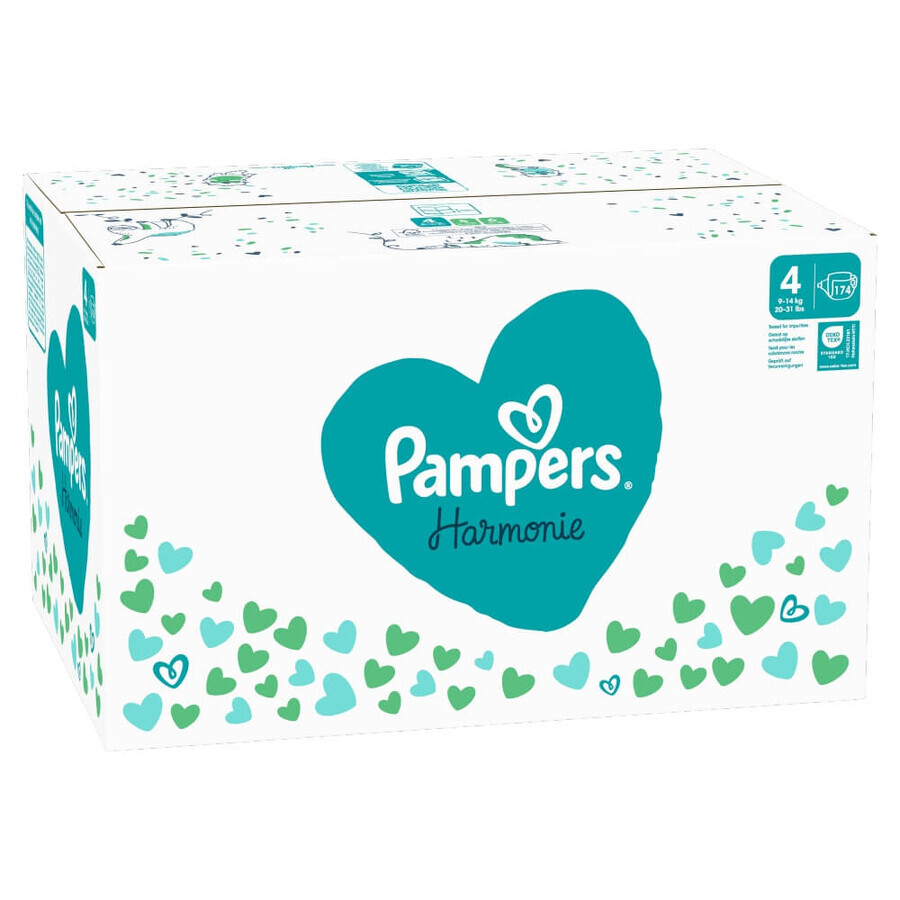 Pampers Harmonie, couches, taille 4, 9-14 kg, 174 pièces