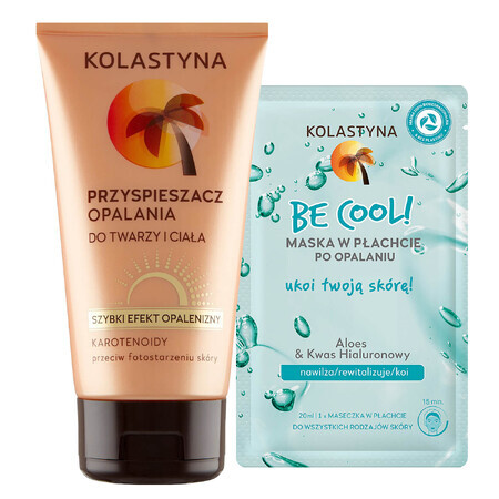 Kolastyna set, bruiningsversneller 150 ml + aftersunmasker 20 ml voor 1 cent