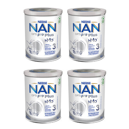 Nestle NAN Optipro Plus 3 HM-O, latte modificato per bambini di età superiore a 1 anno, 4 x 800 g