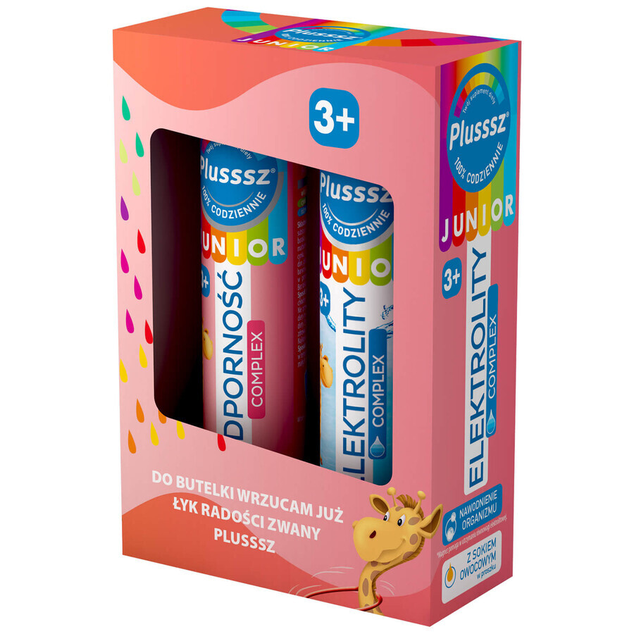 Set Plusssz Junior, Complexe Elektrolity, 20 comprimés effervescents + Complexe Odporność Junior, 20 comprimés effervescents