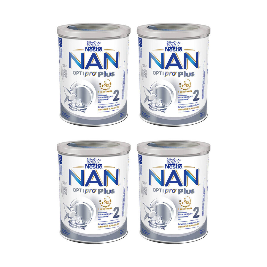 Nestle NAN Optipro Plus 2 HM-O, Folgenahrung für Säuglinge ab 6 Monaten, 4 x 800 g