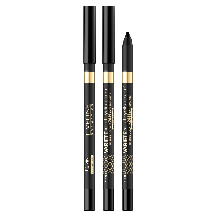 Eveline Cosmetics Varieties, eyeliner in gel, impermeabile, n. 01 nero, 1 pz.