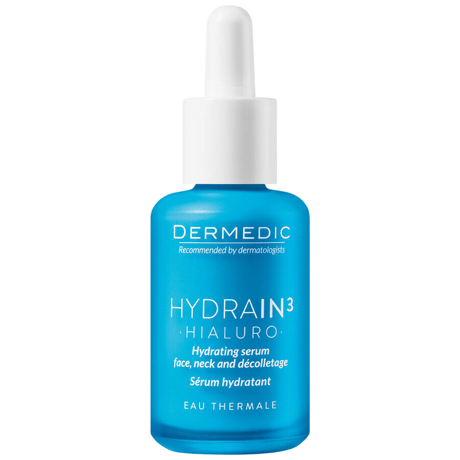 Set Dermedic Hydrain 3 Hialuro, siero idratante per viso, collo e décolleté, 30 ml + crema idratante profonda 15 ml