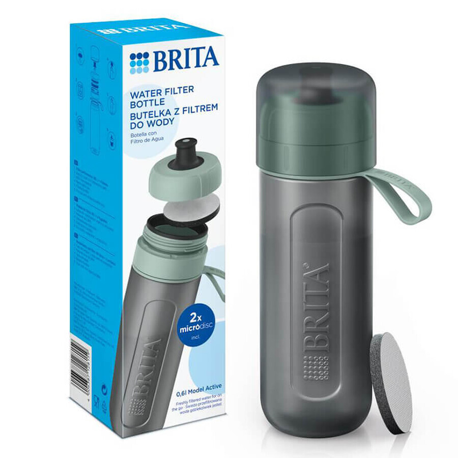 Brita Active, bouteille avec filtre de 0,6 litre, vert + filtre MicroDisc, 2 pièces