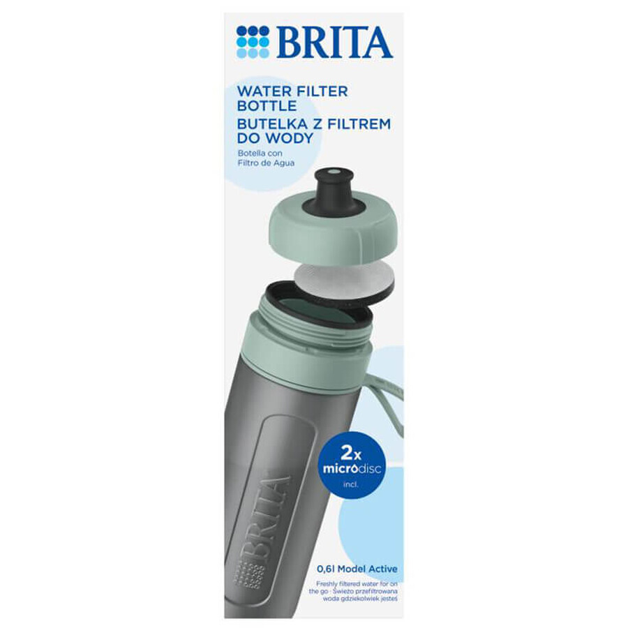 Brita Active, bouteille avec filtre de 0,6 litre, vert + filtre MicroDisc, 2 pièces