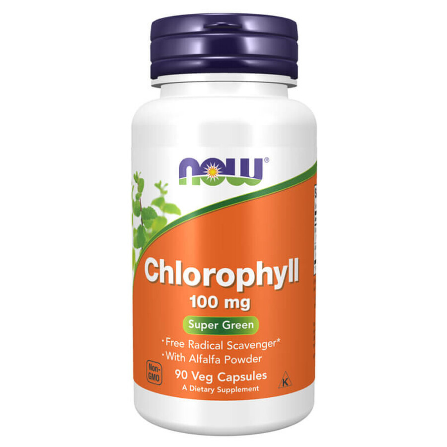 Now Foods Chlorophyll 100 mg, clorofila, 90 cápsulas vegetales