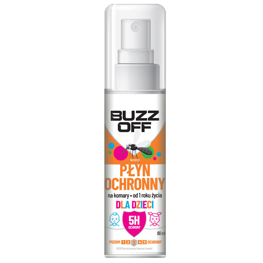 BuzzOff, protection liquide contre les moustiques, les tiques et les moucherons, pour les enfants à partir de 1 an, 80 ml