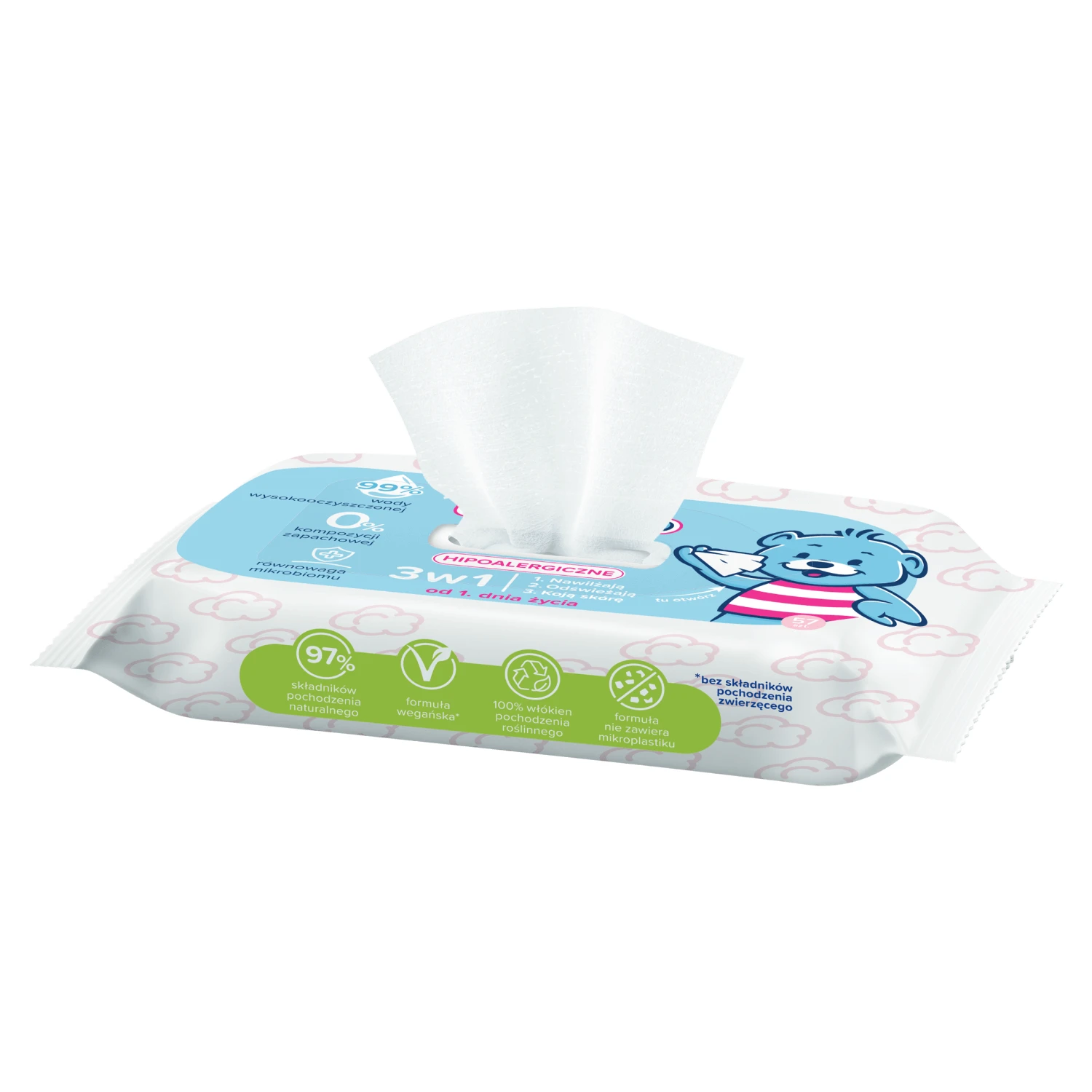 Bambino 3 en 1 lingettes à l'eau, 57 pièces view 2