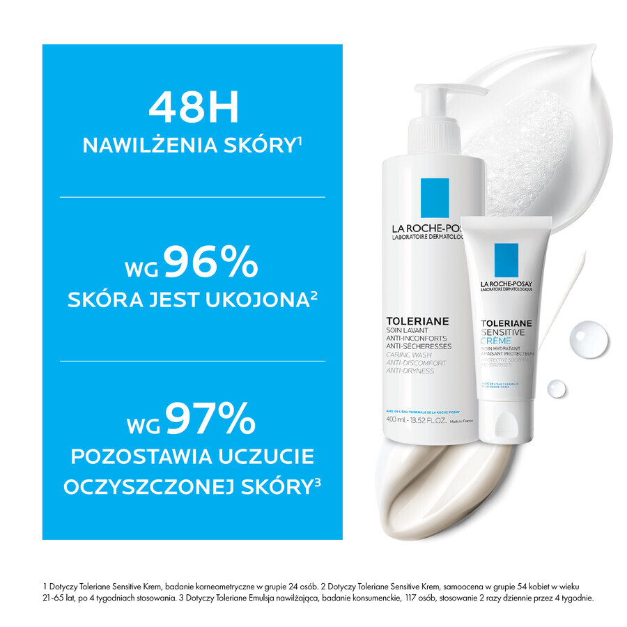 Set La Roche-Posay Toleriane, zachte reinigingsemulsie voor de gevoelige gezichtshuid, 400 ml + Hydraterende crème Sensitive, 40 ml