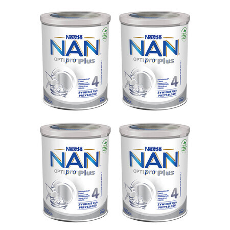 Nestle NAN Optipro Plus 4, latte modificato per bambini oltre i 2 anni, 4 x 800 g