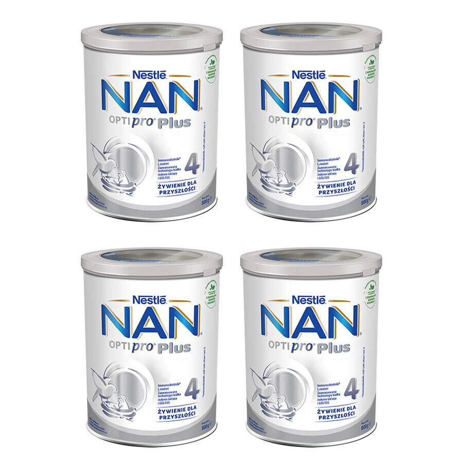 Nestle NAN Optipro Plus 4, latte modificato per bambini oltre i 2 anni, 4 x 800 g