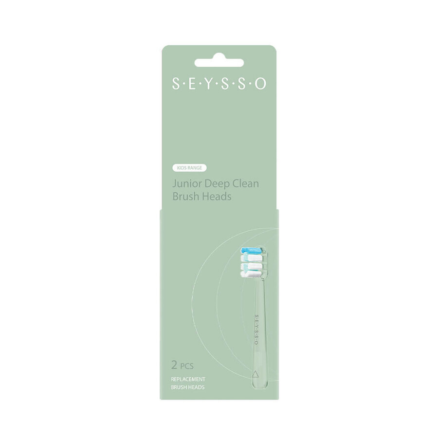 Seysso Deep Clean, embouts de remplacement pour brosse à dents sonic Junior, vert, 2 pièces