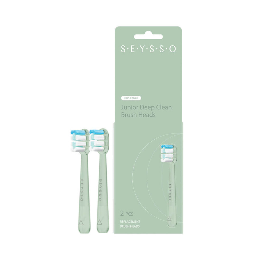 Seysso Deep Clean, embouts de remplacement pour brosse à dents sonic Junior, vert, 2 pièces