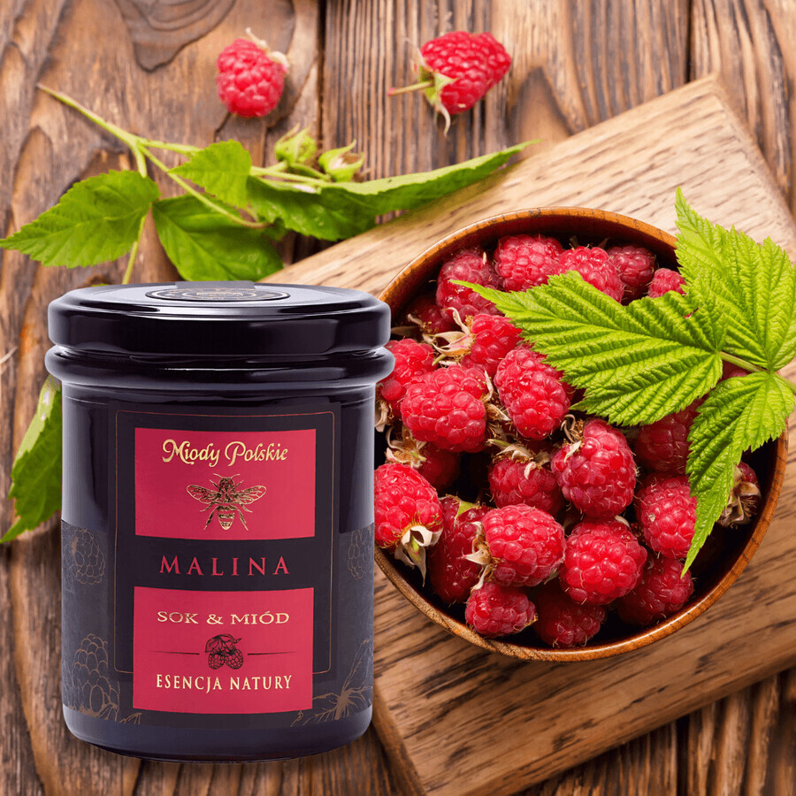 Miody Polskie Jus et miel, framboises, 250 g