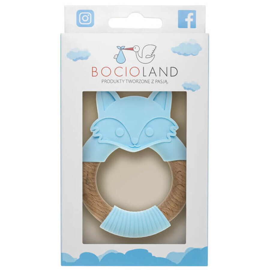 Bocioland, sucette en bois et silicone, renard bleu, dès la naissance, 1 pc