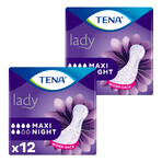 Tena Lady set, serviettes hygiéniques spécialisées, Maxi Night, 2 x 12 pcs