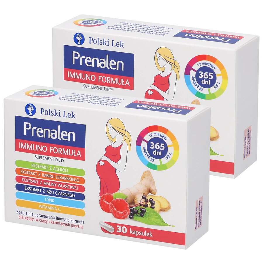 Prenalen Immuno Formula set, pour les femmes enceintes et allaitantes, 2 x 30 gélules