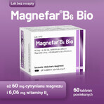 Magnefar B6 Bio 60 mg + 6,06 mg, 60 comprimés pelliculés