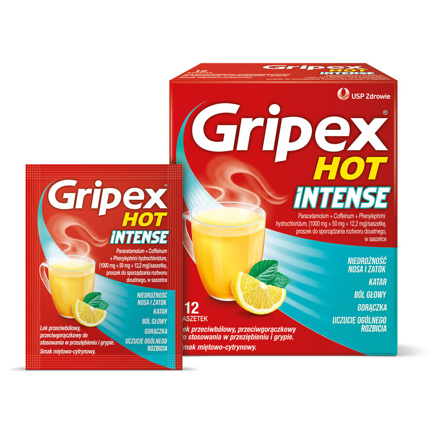 Gripex Hot Intense 1 g + 50 mg + 12,2 mg, 12 sachets