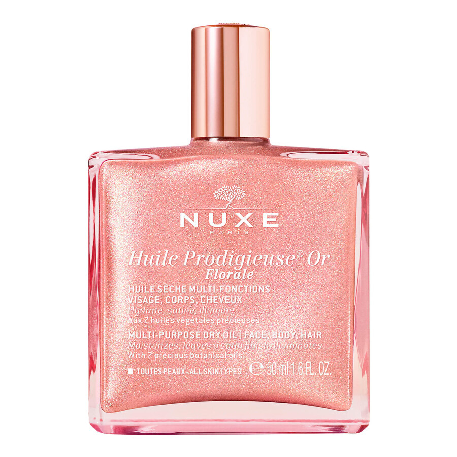 Nuxe Huile Prodigieuse Florale, huile sèche aux particules dorées pour le corps, le visage et les cheveux, 50 ml