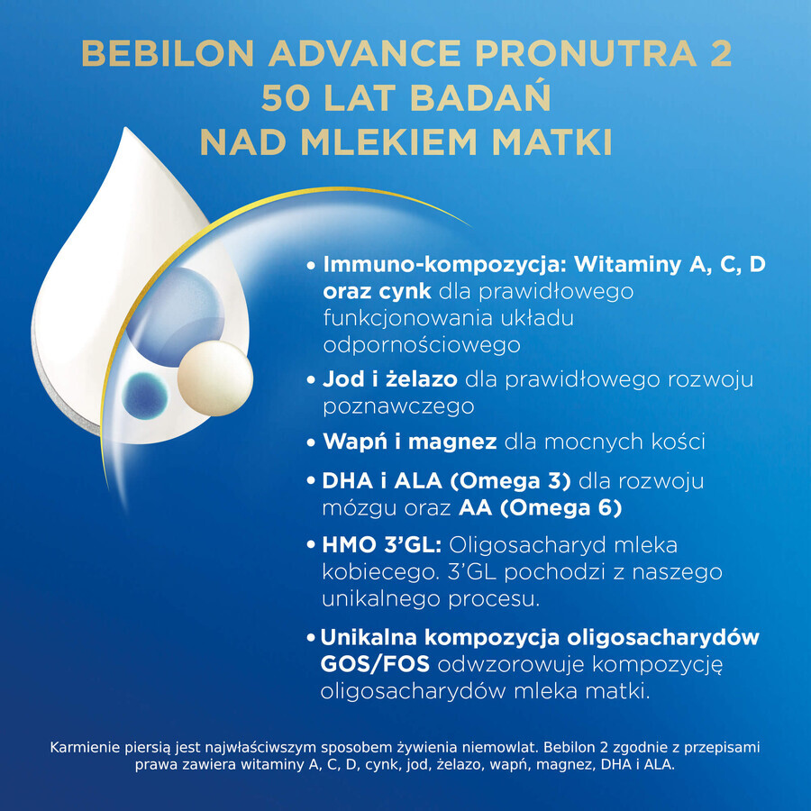 Bebilon Advance Pronutra 2 set, lait de suite, plus de 6 mois, 2 x 1000 g + lingettes humides Mustela, 60 gratuites