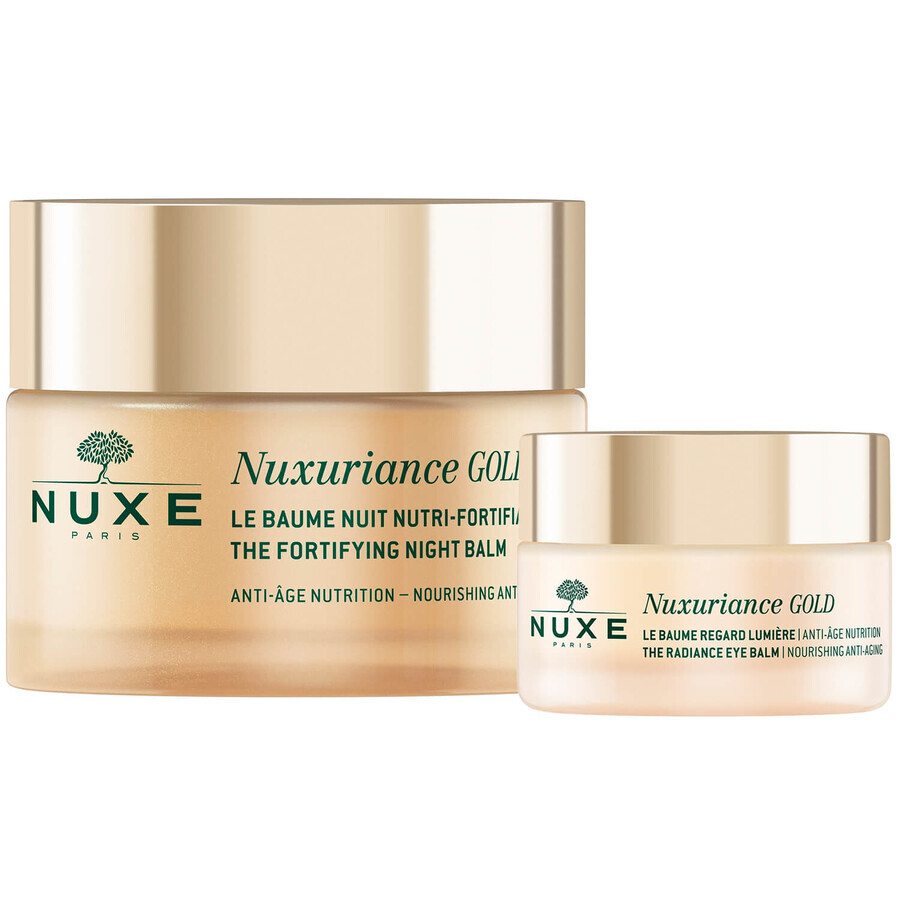 Nuxe Nuxuriance Gold set, lotion de nuit nourrissante et fortifiante, 50 ml + lotion illuminatrice pour les yeux, peaux sèches, 15 ml pour 1 penny