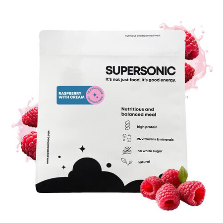 Supersonic Complete Meal Plus Meal, aromă de zmeură cu cremă, 1,5 kg