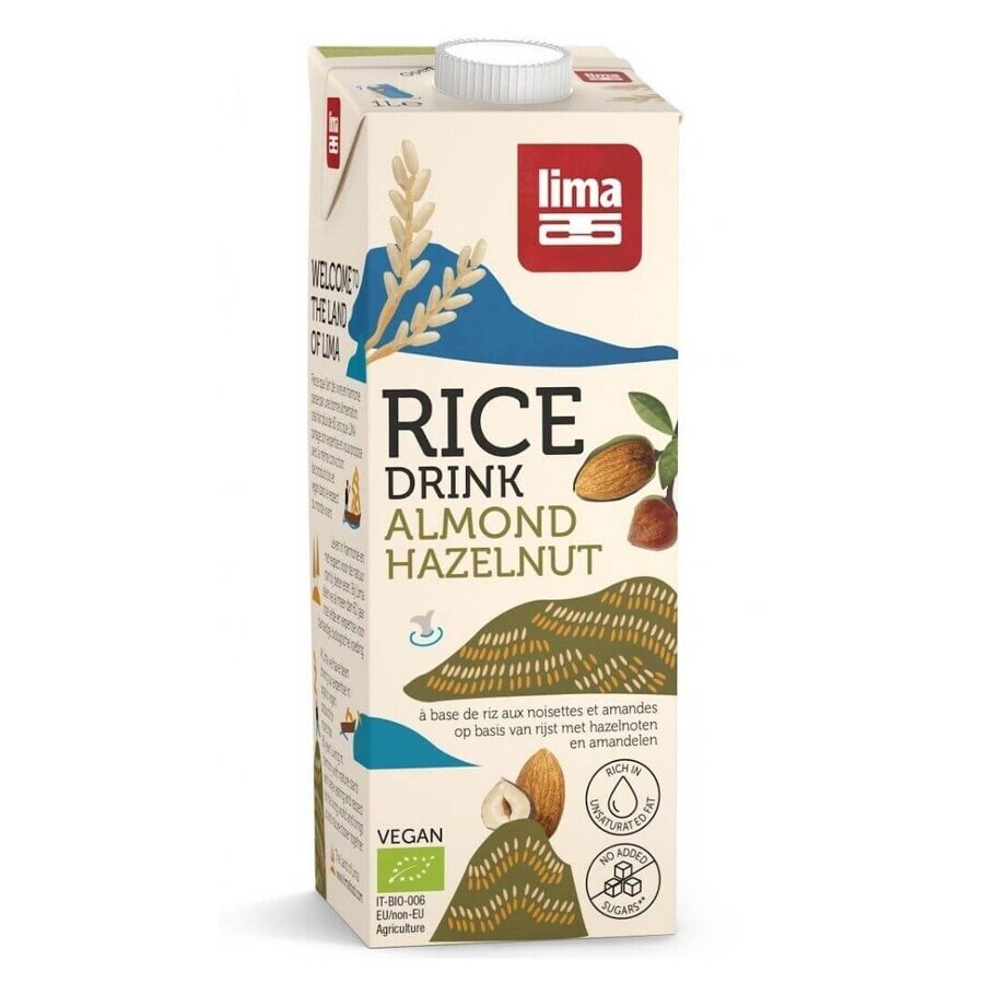 Bevanda di riso biologica con mandorle e nocciole, 1 litro, Lima