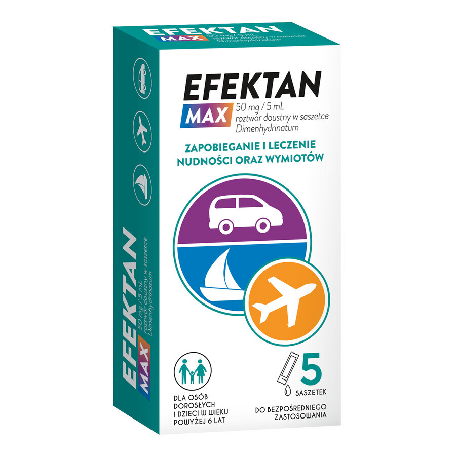 Efektan Max 50 mg/5 ml, solution orale, 5 sachets