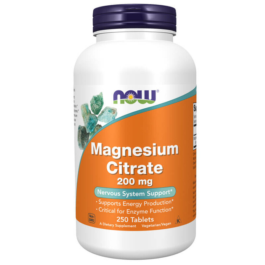 Now Foods Magnesiumcitraat 200 mg, magnesiumcitraat, 250 tabletten