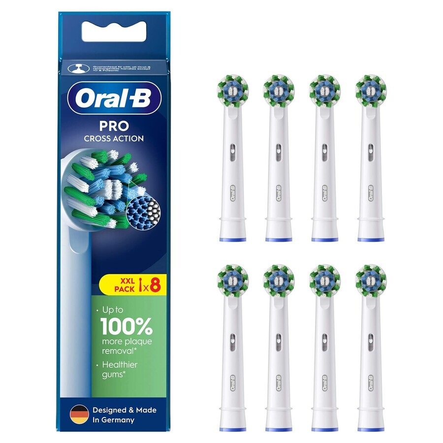 Oral-B Pro Cross Action, embouts de remplacement pour brosse à dents électrique Clean Maximiser, 8 pièces