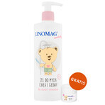 Linomag Emolients, gel nettoyant corps et tête pour bébés et enfants dès 1 jour de vie, 400 ml + crème de protection, 15 ml gratuit