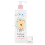 Linomag Emolients, gel nettoyant corps et tête pour bébés et enfants dès 1 jour de vie, 400 ml + crème de protection, 15 ml gratuit