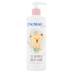 Linomag Emolients, gel nettoyant corps et tête pour bébés et enfants dès 1 jour de vie, 400 ml + crème de protection, 15 ml gratuit