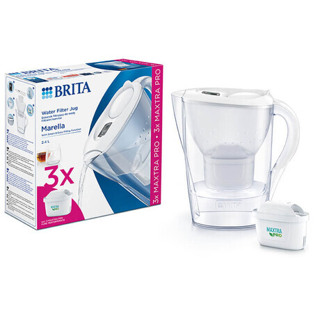 Brita Marella, jug with filter 2,4 l, white + filter Maxtra Pro Pure Performance, 3 pieces