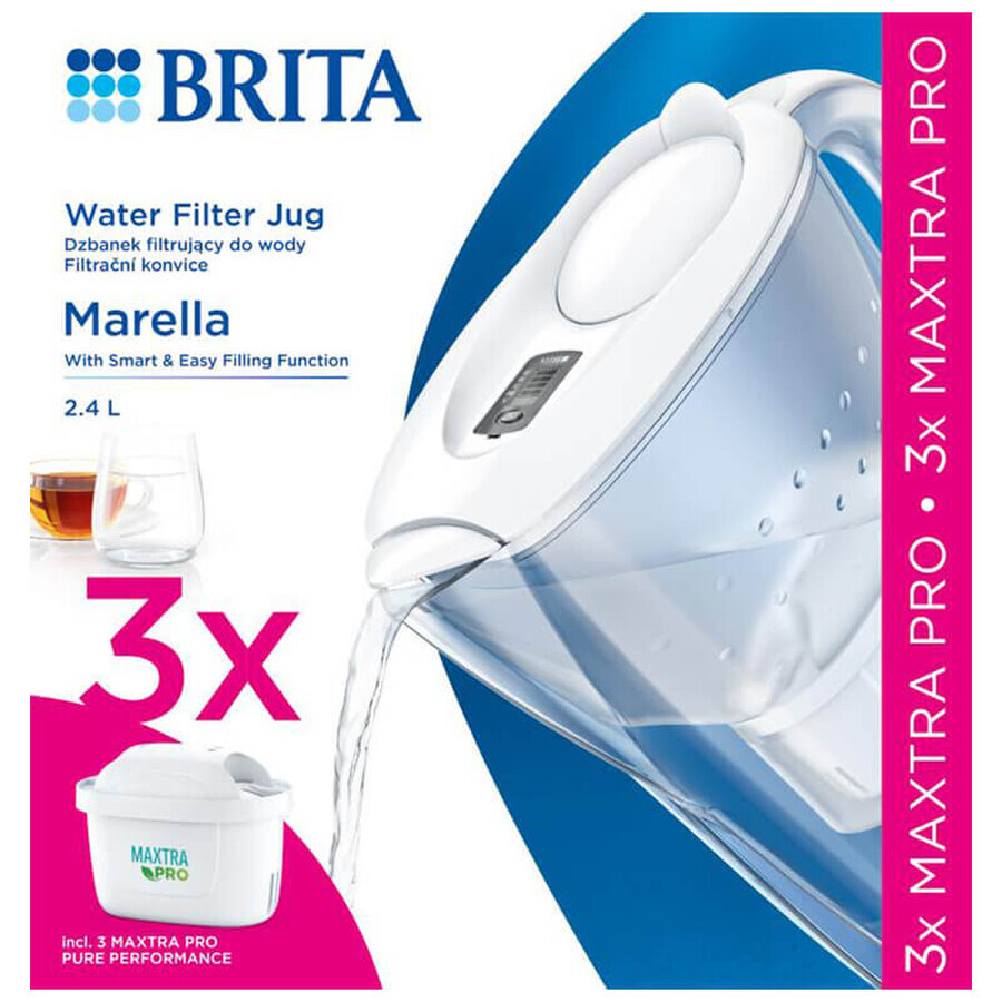 Brita Marella, jug with filter 2,4 l, white + filter Maxtra Pro Pure Performance, 3 pieces