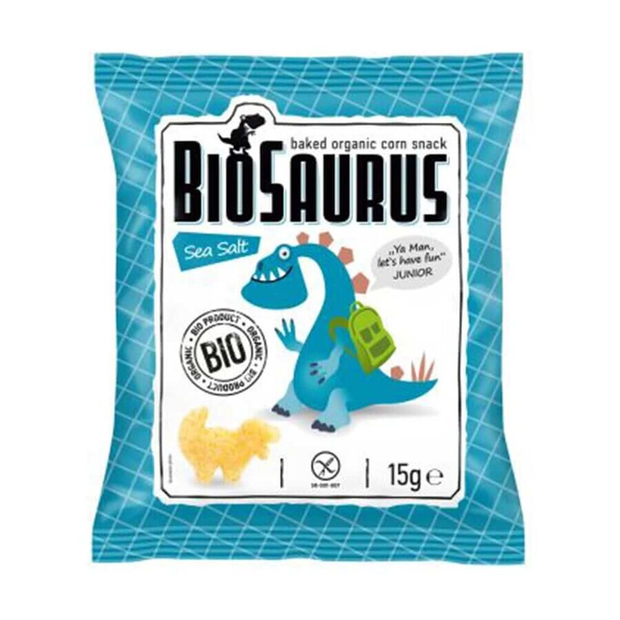 BioSaurus, patatine di mais bio arrostite con sale marino, 15 g