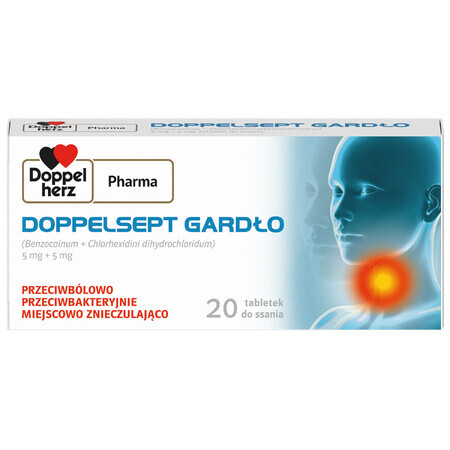 DoppelSept Throat 5 mg + 5 mg, 20 comprimés