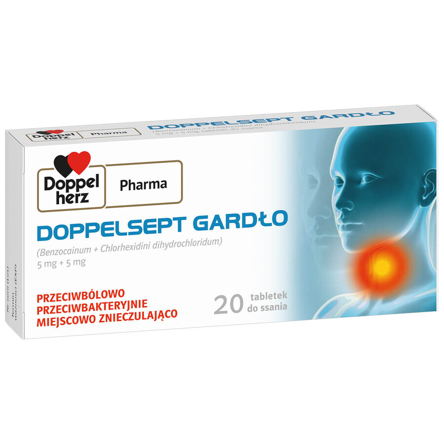 DoppelSept Throat 5 mg + 5 mg, 20 comprimés