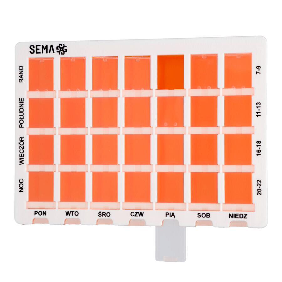 SEMA Protect, boîte à médicaments hebdomadaire à quatre compartiments