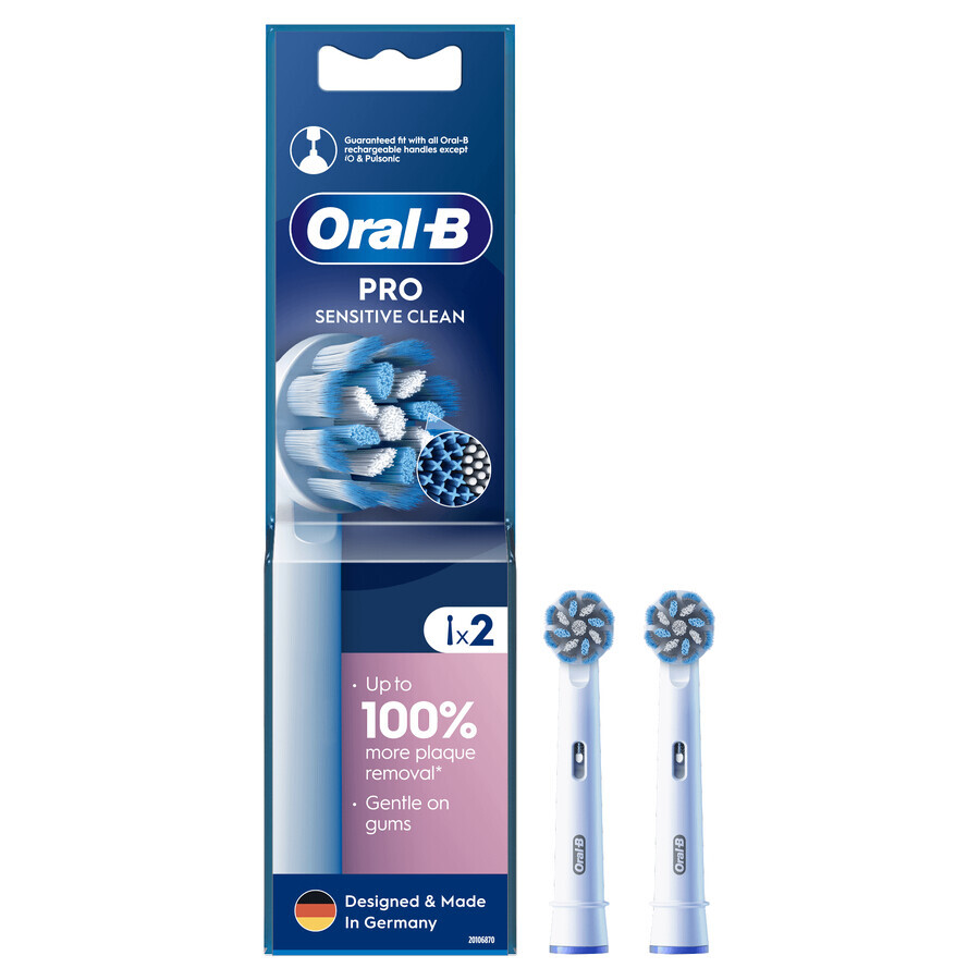 Oral-B Pro Sensitive Clean, embouts de remplacement pour brosse à dents électrique, 2 pièces