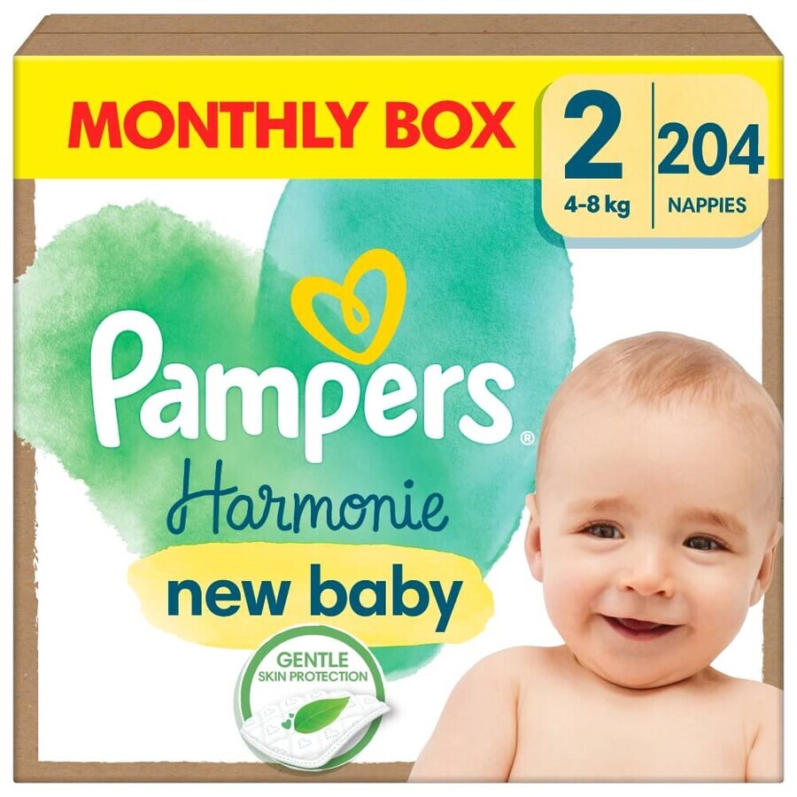 Pampers Harmonie, diapers, size 2, 4-8 kg 204 pieces