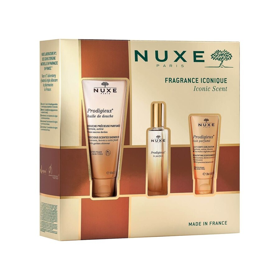 Coffret de parfum Nuxe Prodigieuse, parfum, 30 ml + huile de douche, 100 ml + lait corporel parfumé, 30 ml