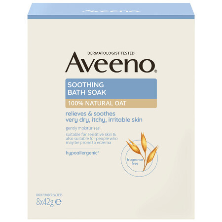 Aveeno, pudră de baie calmantă, 8 x 42 g