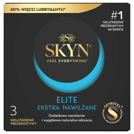 Unimil Skyn Elite Extra Lubrifié, préservatifs non-latex, extra humidifiés, 3 pièces