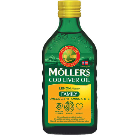 Omega 3 aceite de hígado de bacalao con sabor a limón Familiar, 500 ml, Moller's